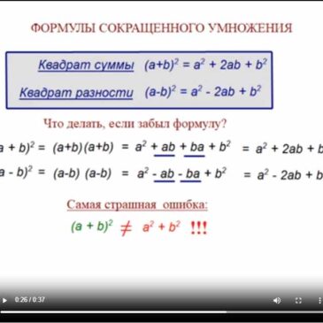 Вспоминаем формулы сокращенного умножения